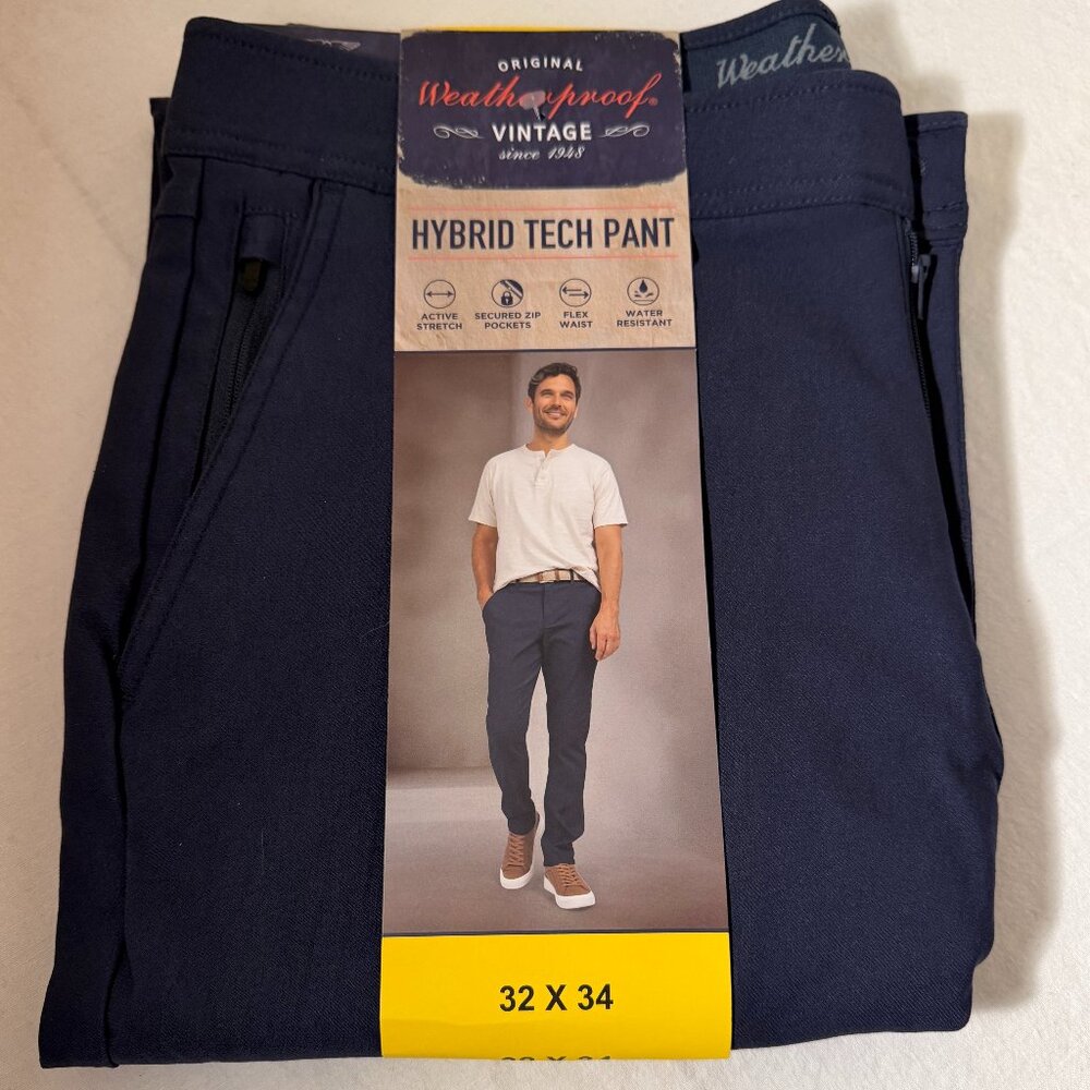 Weatherproof Men's Hybrid Tech Pant 32X34 Blue Active Stretch Water Resistant